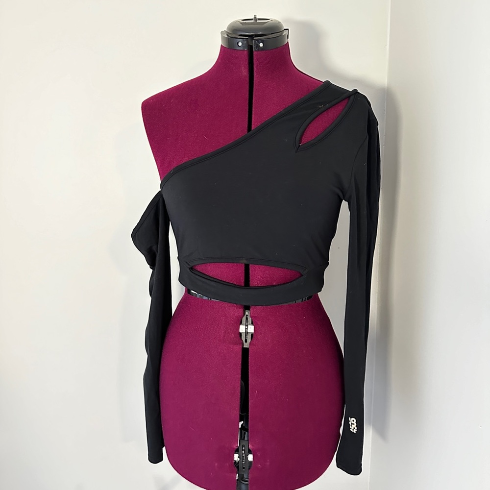 ASOS 4505 long sleeve top with asymmetric neck line and thumb holes